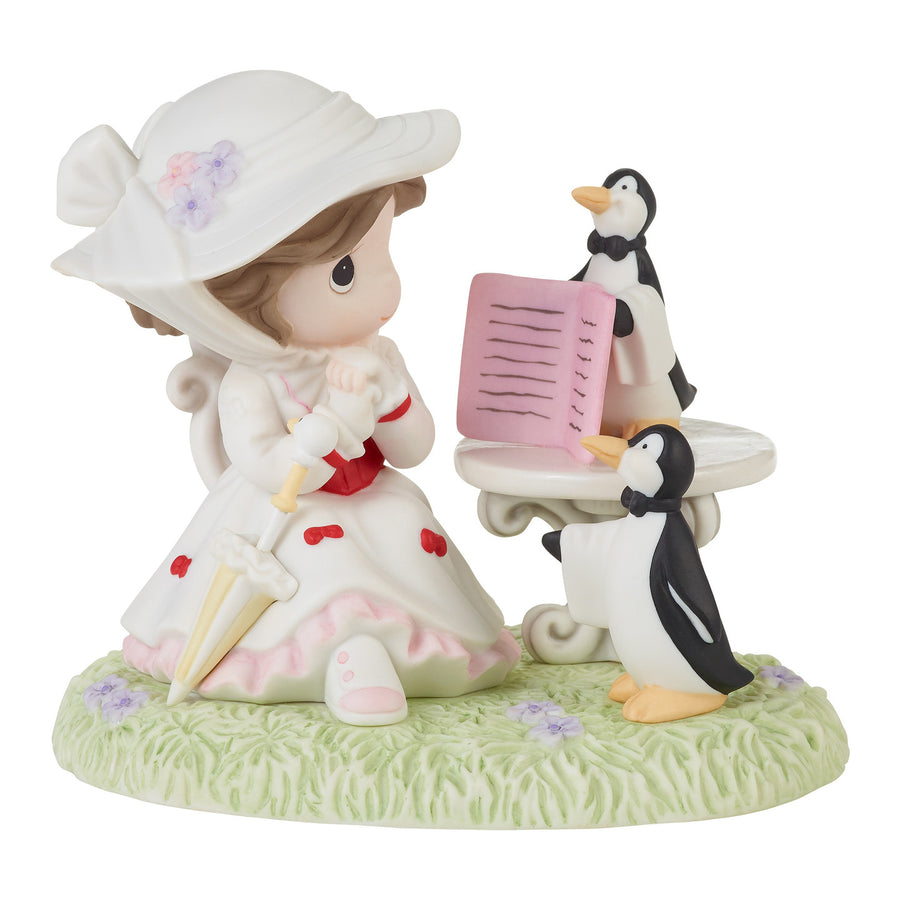 Precious Moments Disney Showcase: Disney Mary Poppins With Bow-Tie Penguins Figurine sparkle-castle