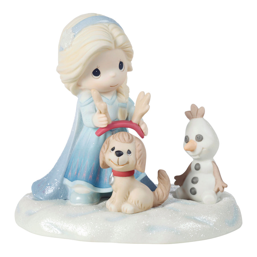 Precious Moments Disney Showcase: Elsa from Frozen Dressing Dog as Sven Figurine sparkle-castle