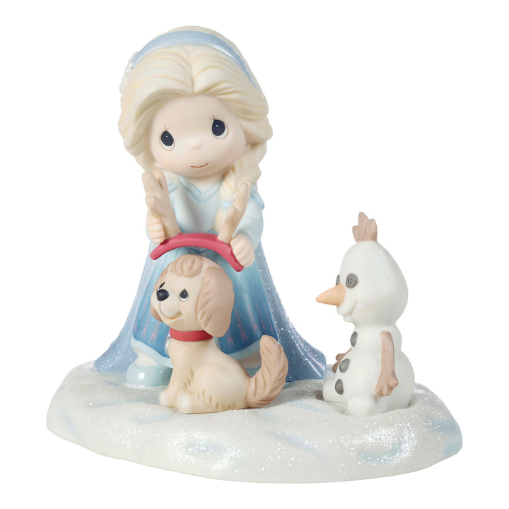 Precious Moments Disney Showcase: Elsa from Frozen Dressing Dog as Sven Figurine sparkle-castle