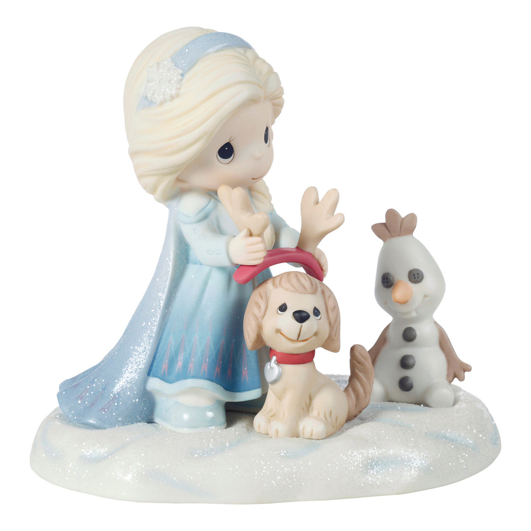 Precious Moments Disney Showcase: Elsa from Frozen Dressing Dog as Sven Figurine sparkle-castle