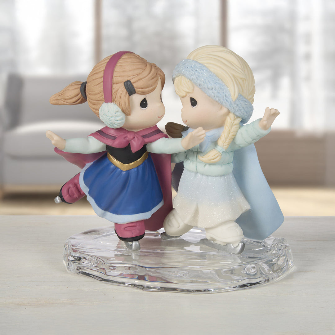 Precious Moments Disney Showcase: Anna and Elsa Ice Skating Figurine sparkle-castle