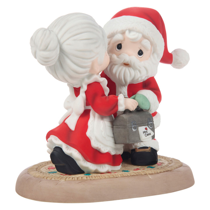Precious Moments: Mrs. Claus Kissing Santa Goodbye Figurine sparkle-castle
