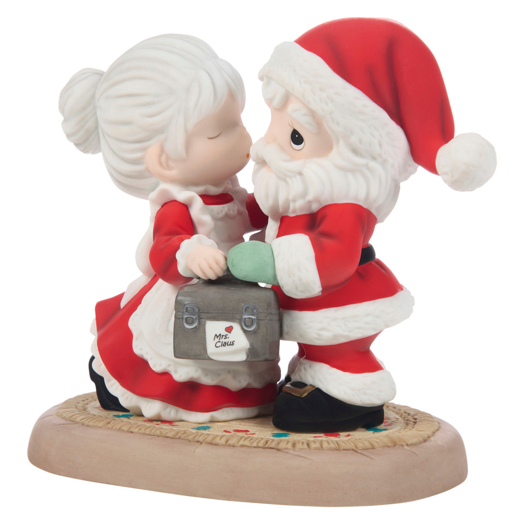 Precious Moments: Mrs. Claus Kissing Santa Goodbye Figurine sparkle-castle
