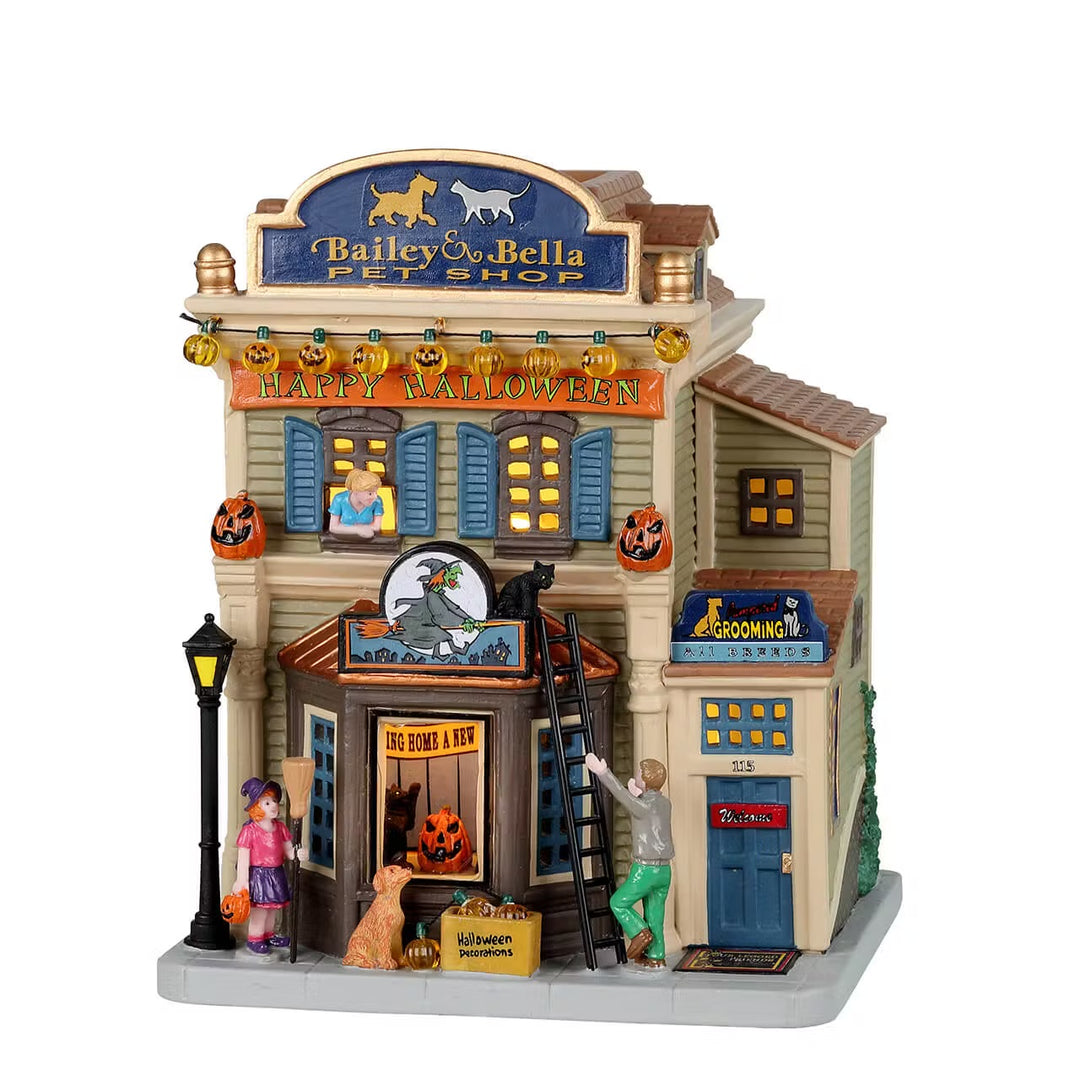 Lemax Spooky Town Village: Bailey & Bella Pet Shop sparkle-castle