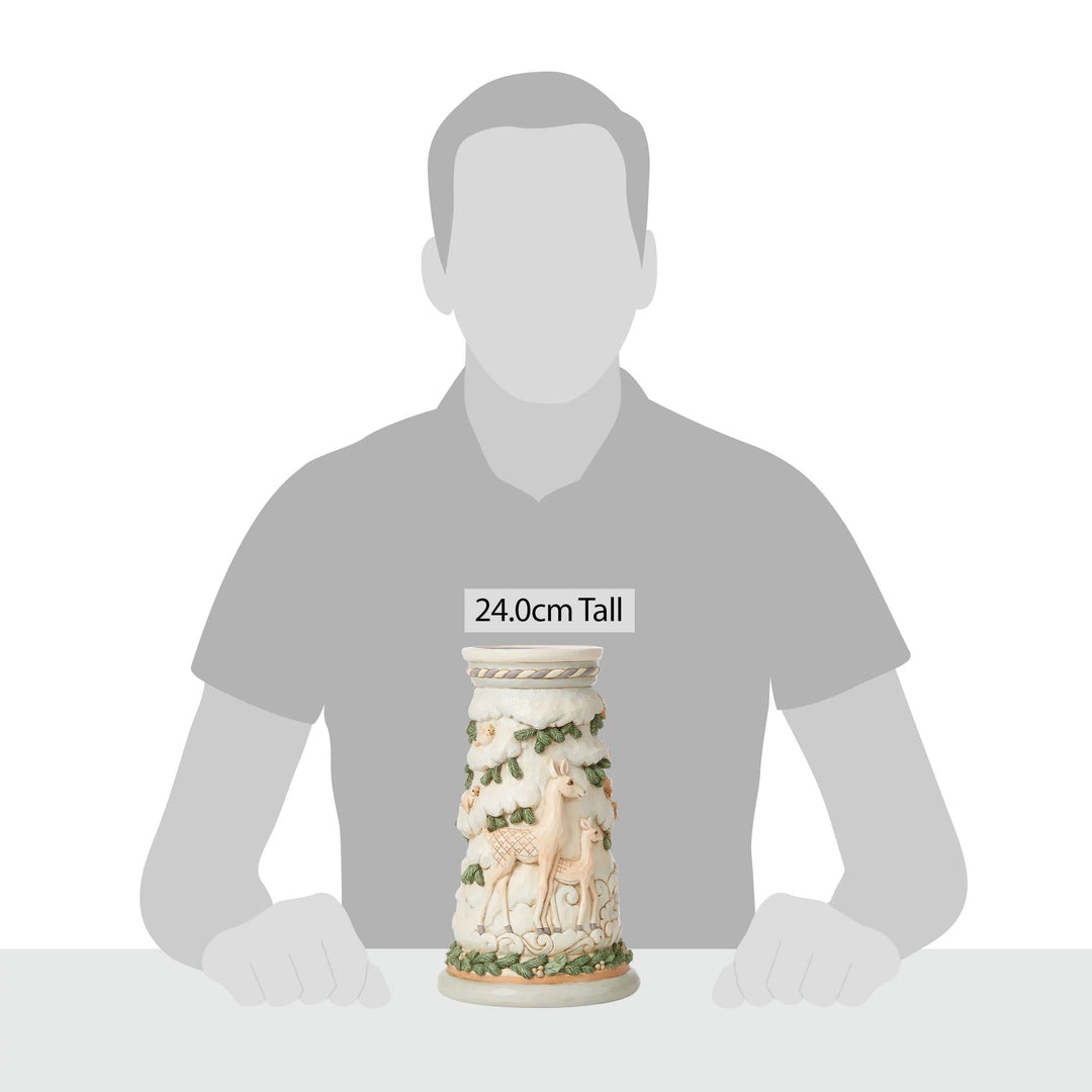 Jim Shore Heartwood Creek: White Woodland Deer Candleholder sparkle-castle