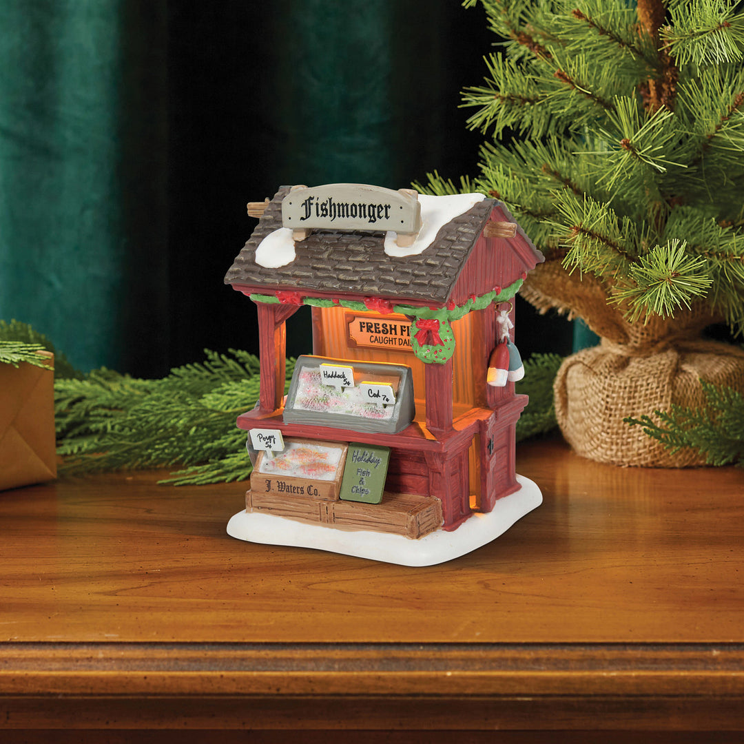 Department 56 Dickens Snow Village: Fishmonger sparkle-castle