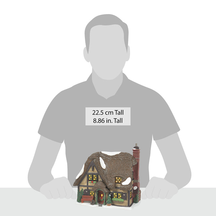 Department 56 Dickens Snow Village: Master Thatcher's Cottage sparkle-castle