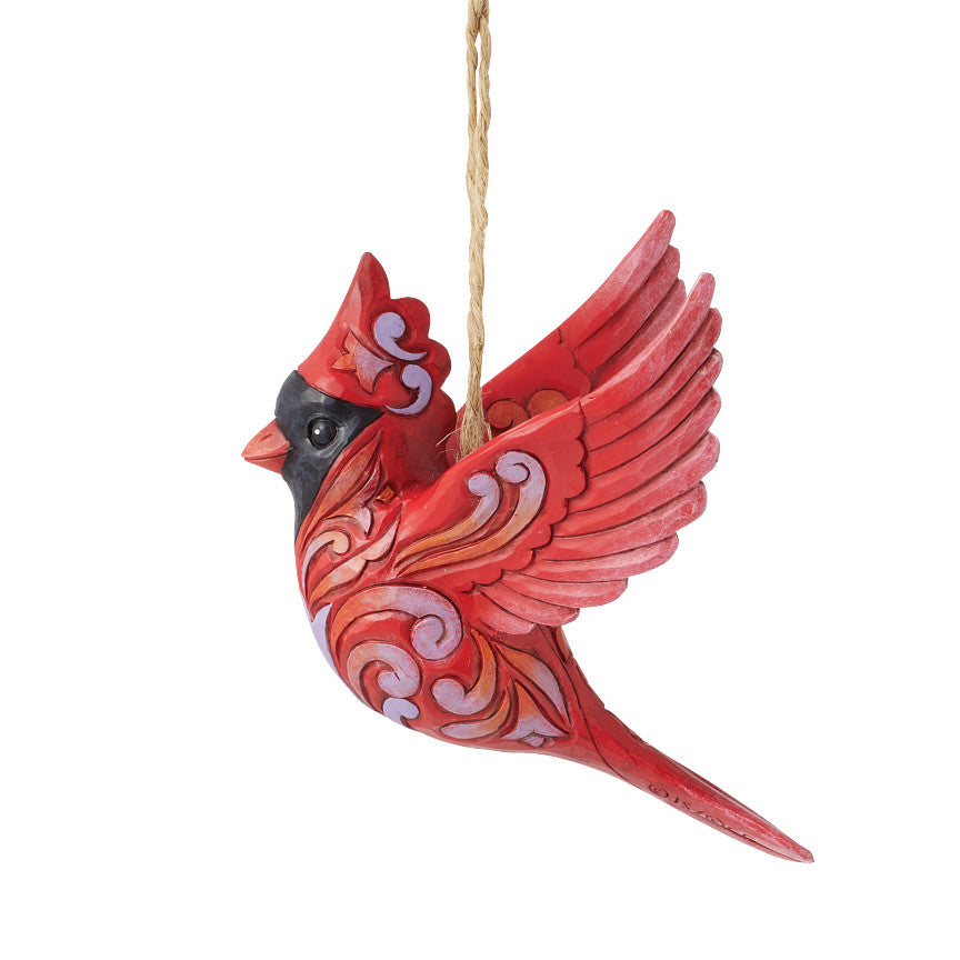 Jim Shore Heartwood Creek: Caring Cardinal In Flight Hanging Ornament sparkle-castle