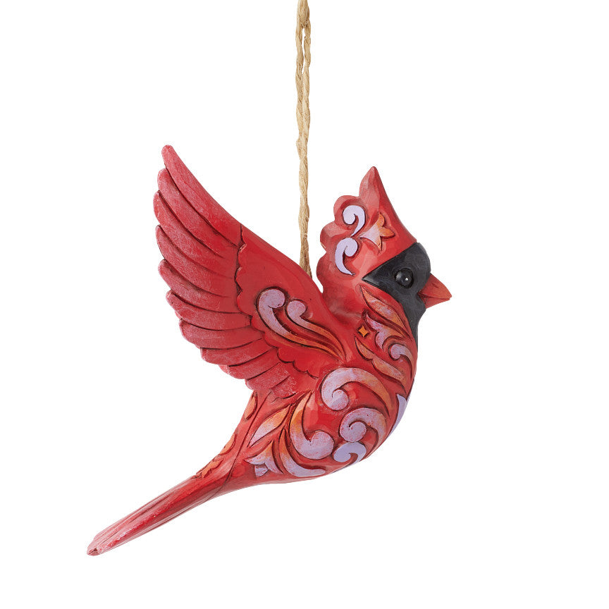 Jim Shore Heartwood Creek: Caring Cardinal In Flight Hanging Ornament sparkle-castle