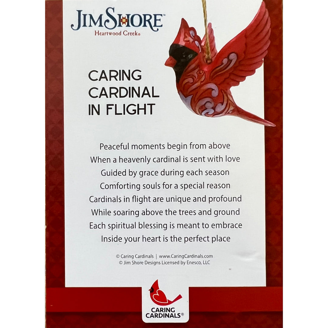 Jim Shore Heartwood Creek: Caring Cardinal In Flight Hanging Ornament sparkle-castle