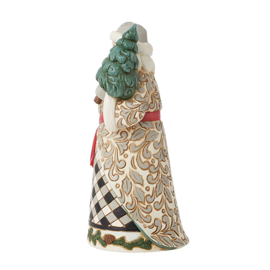 Jim Shore Heartwood Creek: Santa In Black & White Plaid Coat Figurine sparkle-castle