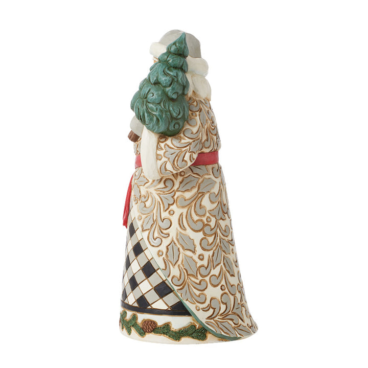 Jim Shore Heartwood Creek: Santa In Black & White Plaid Coat Figurine sparkle-castle