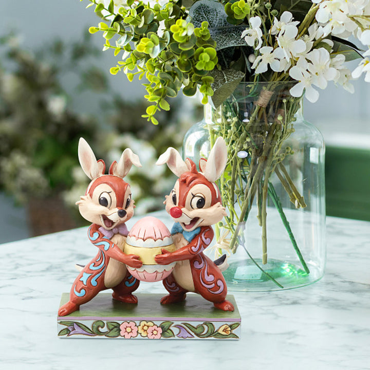 Jim Shore Disney Traditions: Chip 'N Dale Holding Easter Egg Figurine sparkle-castle
