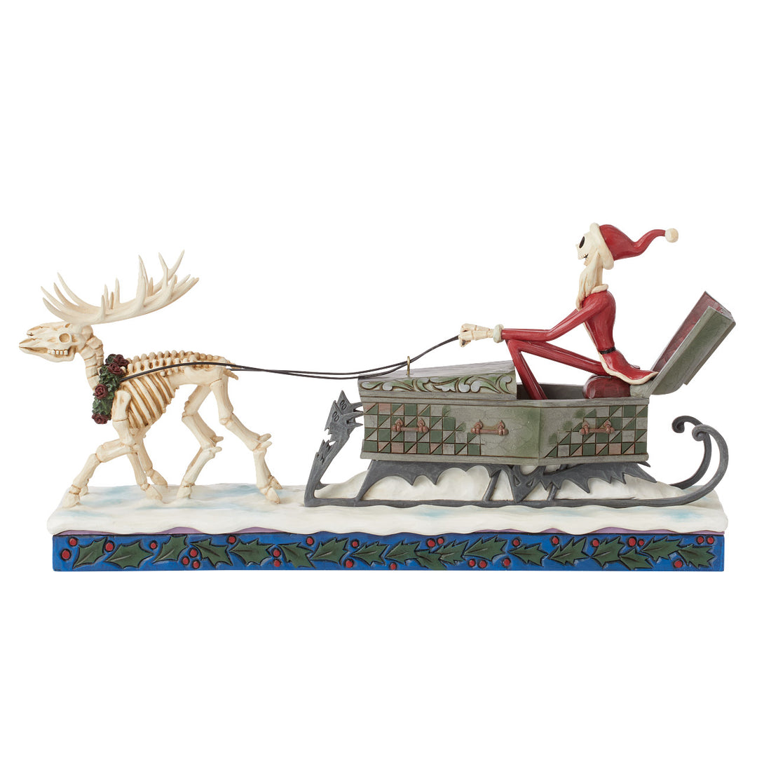 Jim Shore Disney Traditions: Jack In Sleigh With Skeleton Reindeer Figurine - SIGNED sparkle-castle