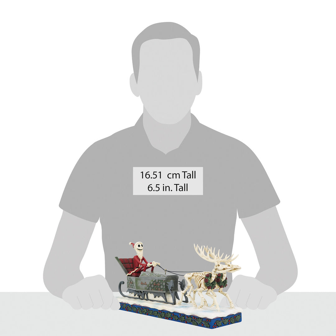 Jim Shore Disney Traditions: Jack In Sleigh With Skeleton Reindeer Figurine - SIGNED sparkle-castle