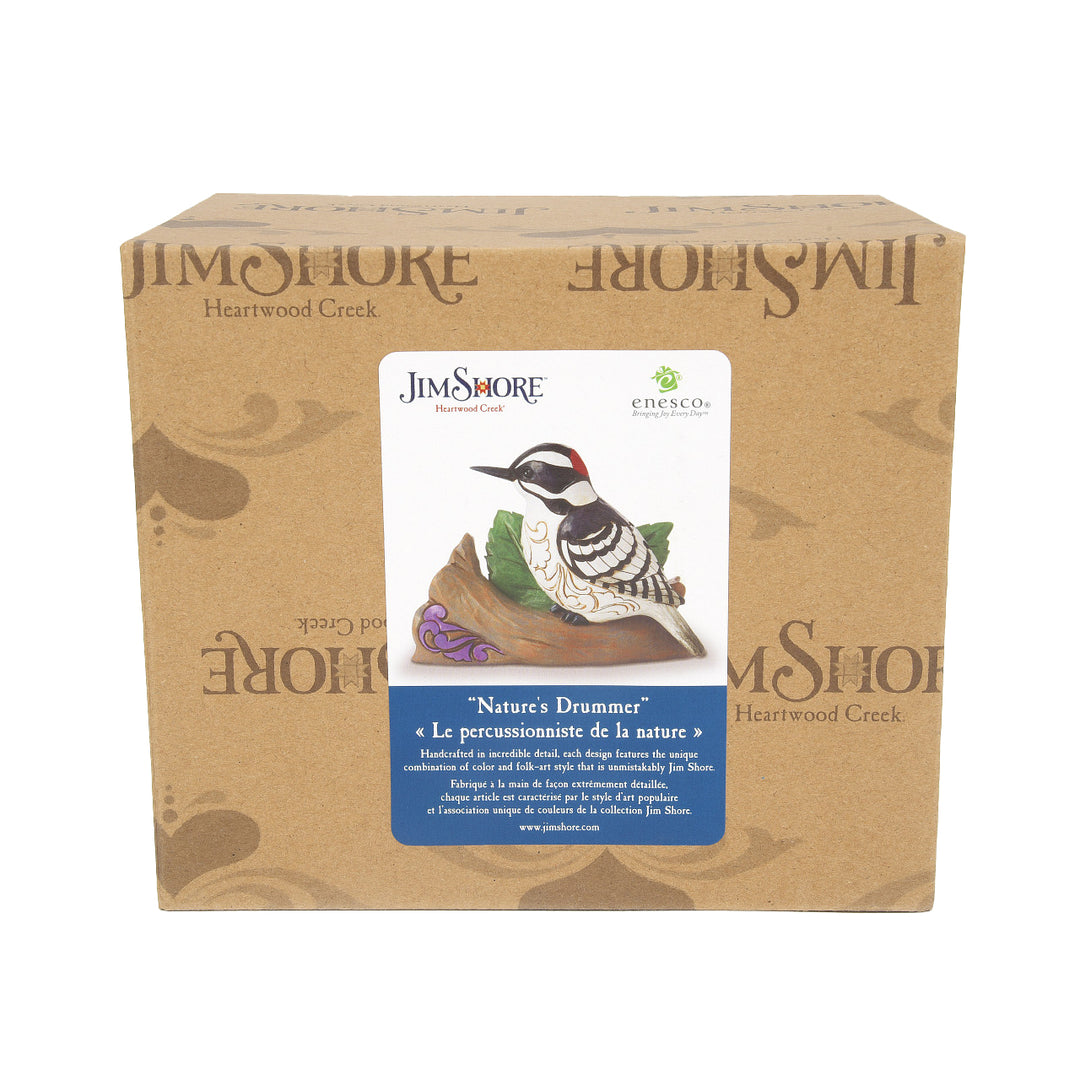 Jim Shore Heartwood Creek: Downy Woodpecker Figurine sparkle-castle