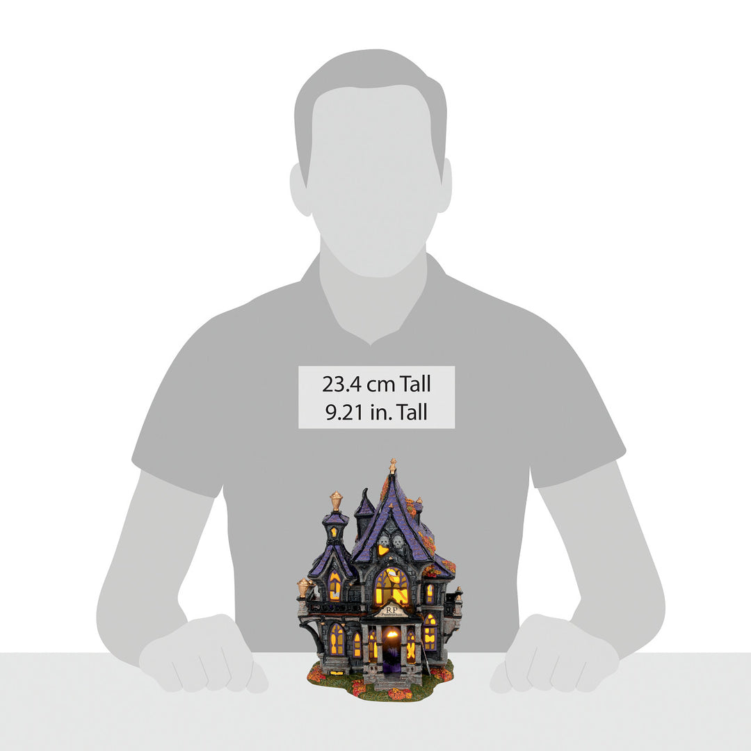 Department 56 Snow Village Halloween: Puckett's Funerarium sparkle-castle
