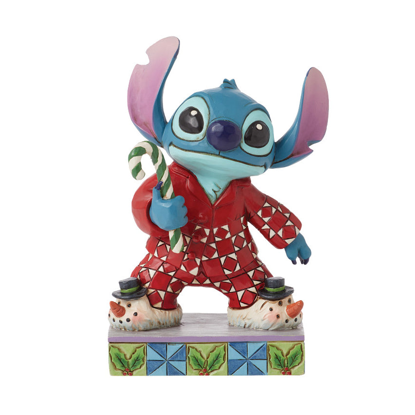Jim Shore Disney Traditions: Stitch In Christmas PJ's Personality Pose Figurine sparkle-castle