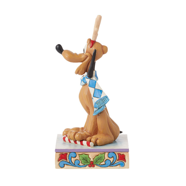 Jim Shore Disney Traditions: Christmas Pluto Personality Pose Figurine sparkle-castle