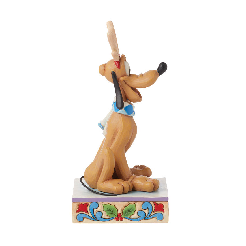 Jim Shore Disney Traditions: Christmas Pluto Personality Pose Figurine sparkle-castle