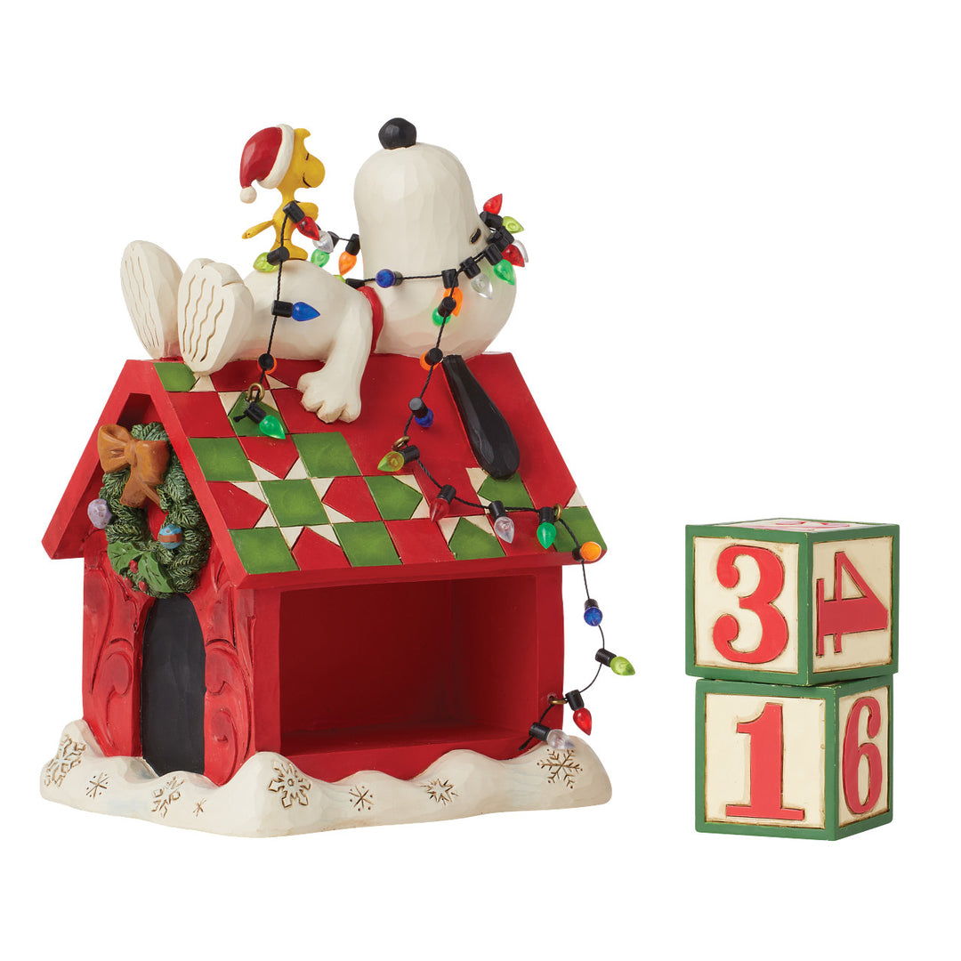 Jim Shore Peanuts: Snoopy & Woodstock Countdown Calendar Figurine sparkle-castle