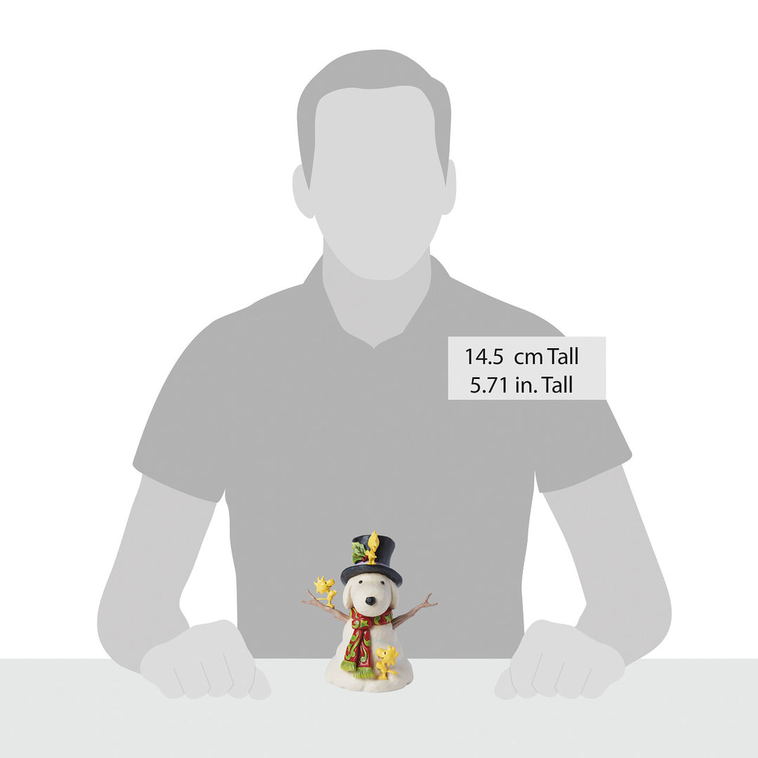 Jim Shore Peanuts: Woodstocks Building A Snoopy Snowman Figurine sparkle-castle