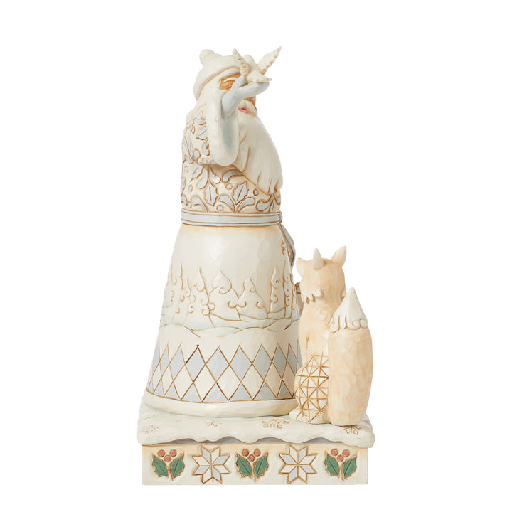 Jim Shore Heartwood Creek: White Woodland Santa Holding Dove and Lantern Figurine sparkle-castle