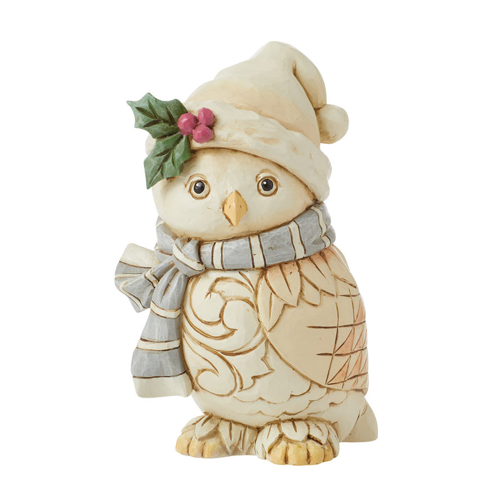 Jim Shore Heartwood Creek: White Woodland Owl Wearing Hat & Scarf Figurine sparkle-castle