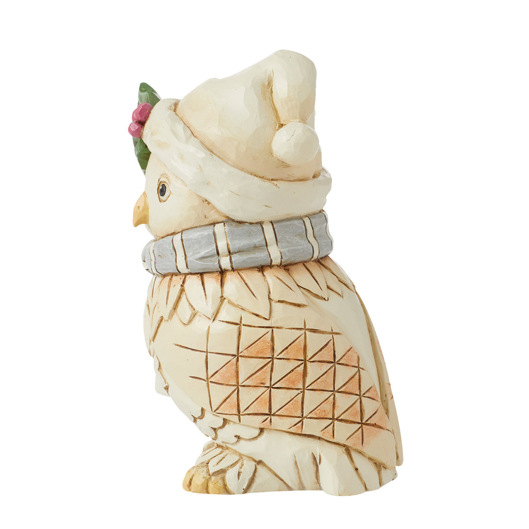 Jim Shore Heartwood Creek: White Woodland Owl Wearing Hat & Scarf Figurine sparkle-castle