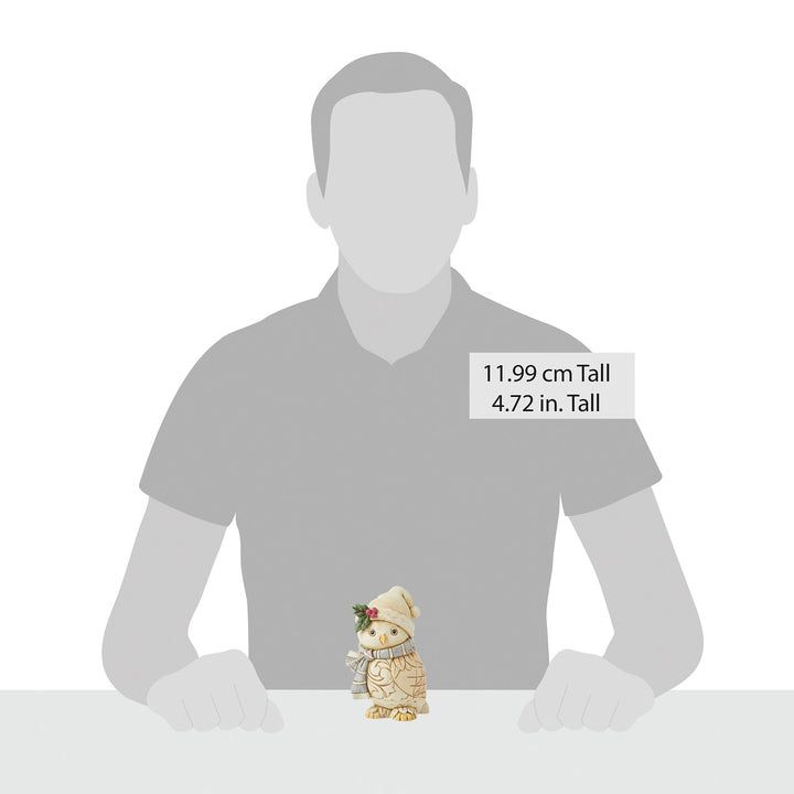 Jim Shore Heartwood Creek: White Woodland Owl Wearing Hat & Scarf Figurine sparkle-castle