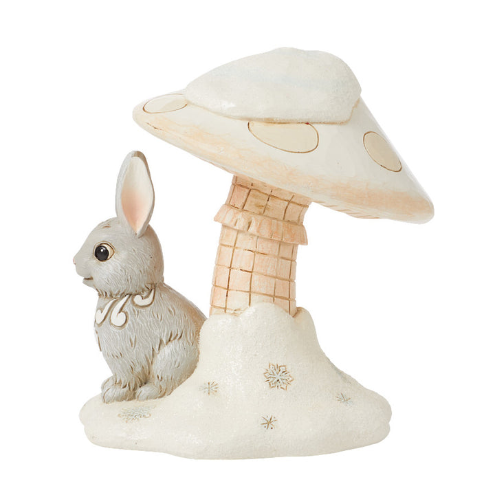 Jim Shore Heartwood Creek: White Woodland Bunny Under Mushroom Figurine sparkle-castle