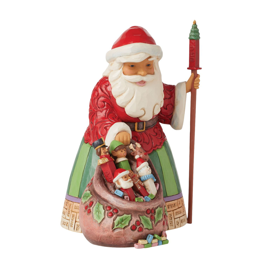 Jim Shore PEZ: Santa Holding Gift Bag Filled With PEZ Figurine sparkle-castle