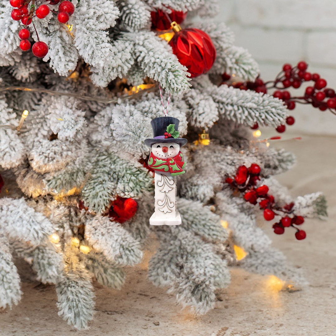 Jim Shore PEZ: PEZ Snowman Hanging Ornament sparkle-castle