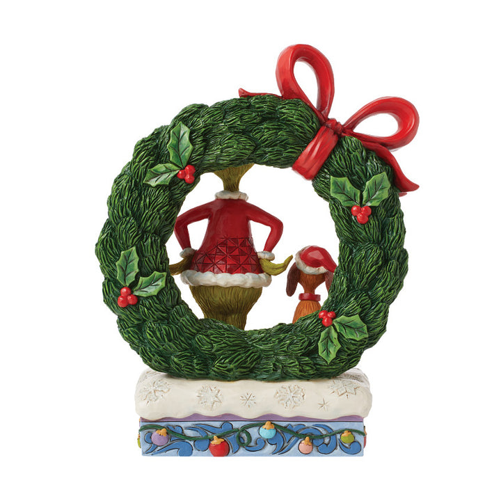 Jim Shore The Grinch: Grinch Inside Large Light Up Wreath Figurine sparkle-castle