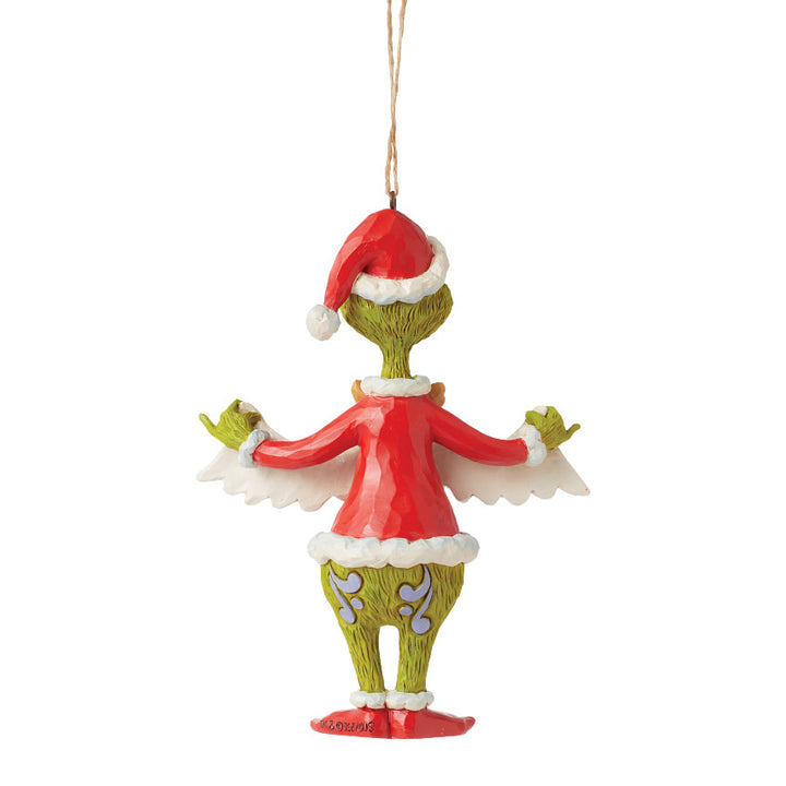 Jim Shore The Grinch: Grinch Holding Merry Christmas Banner Hanging Ornament sparkle-castle