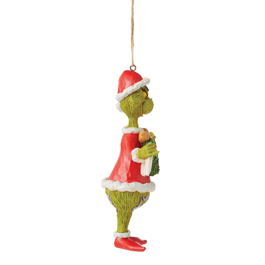 Jim Shore The Grinch: Grinch Holding Merry Christmas Banner Hanging Ornament sparkle-castle