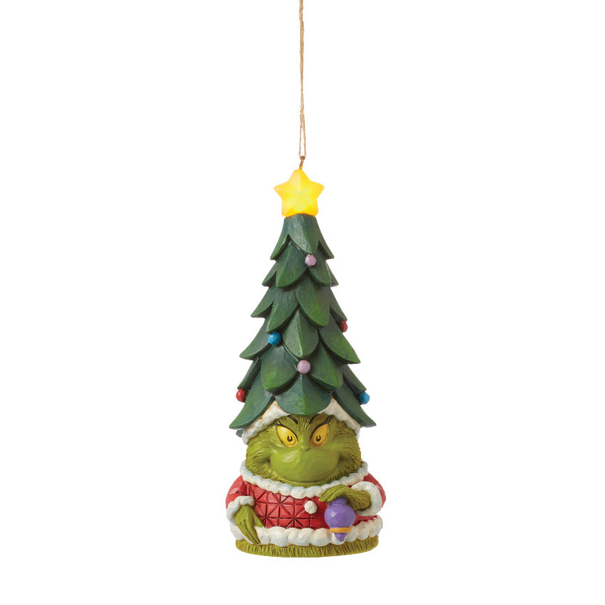 Jim Shore The Grinch: Grinch Gnome With Lit Star Hat Hanging Ornament sparkle-castle