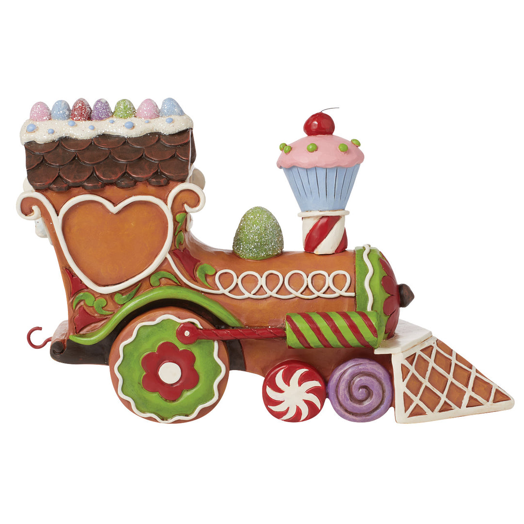 Jim Shore Heartwood Creek: Gingerbread Christmas Train Engine Figurine sparkle-castle
