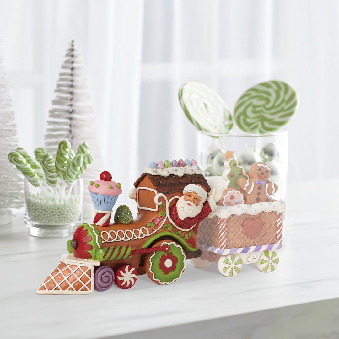 Jim Shore Heartwood Creek: Gingerbread Christmas Train Engine Figurine sparkle-castle