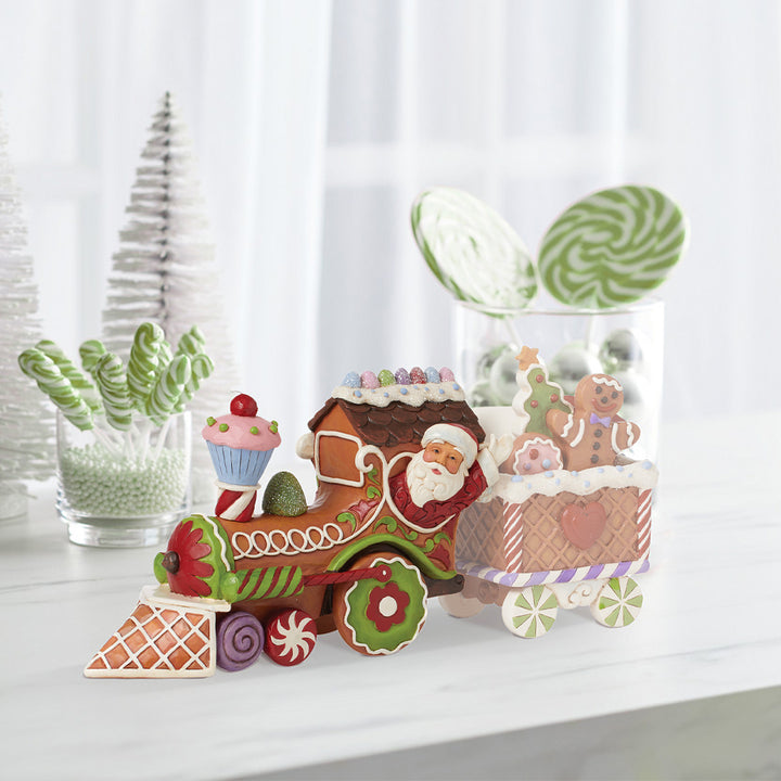 Jim Shore Heartwood Creek: Gingerbread Christmas Train Engine Figurine sparkle-castle