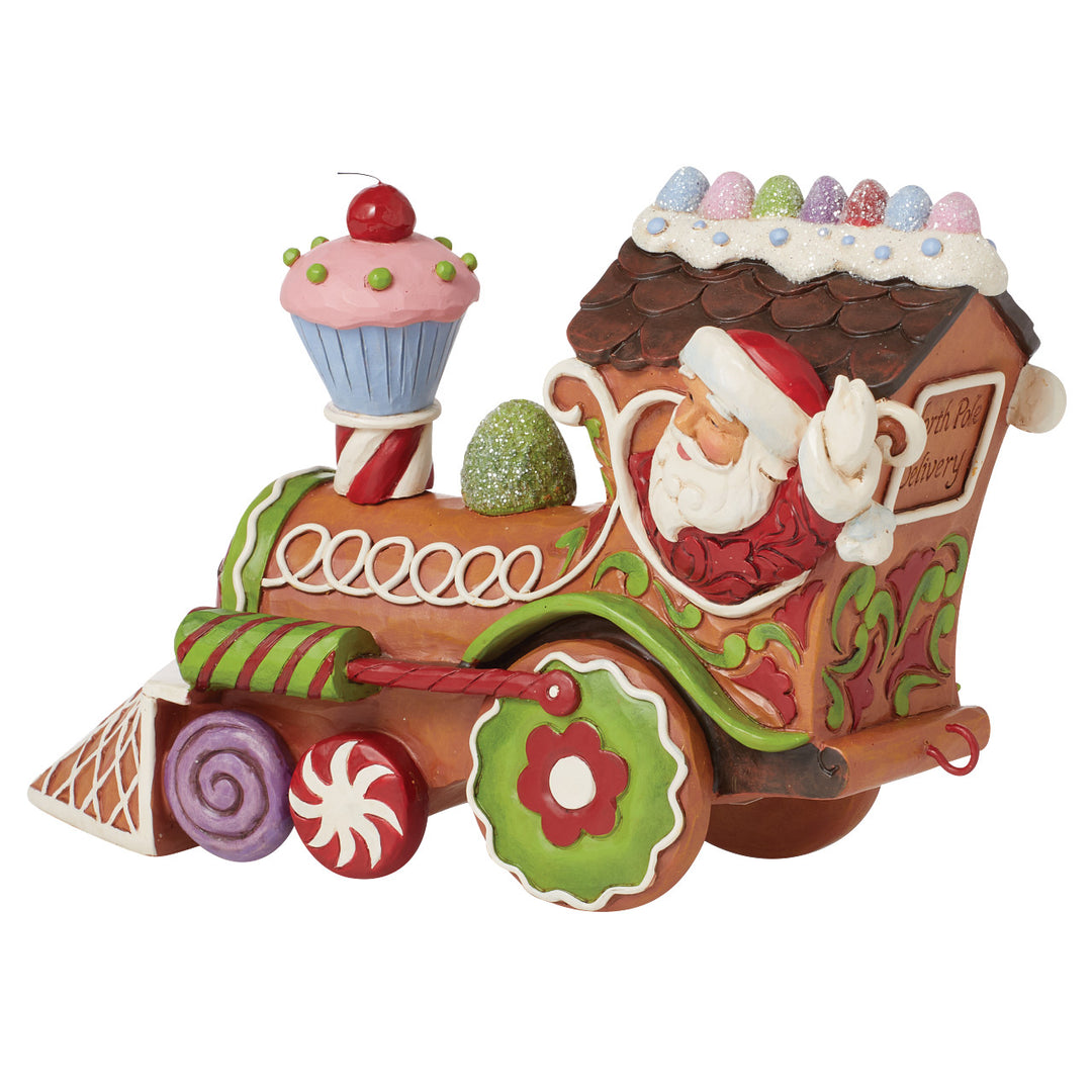 Jim Shore Heartwood Creek: Gingerbread Christmas Train Engine Figurine sparkle-castle