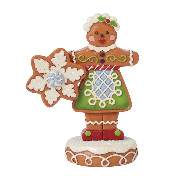 Jim Shore Heartwood Creek: Gingerbread Christmas Girl With Snowflake Figurine sparkle-castle