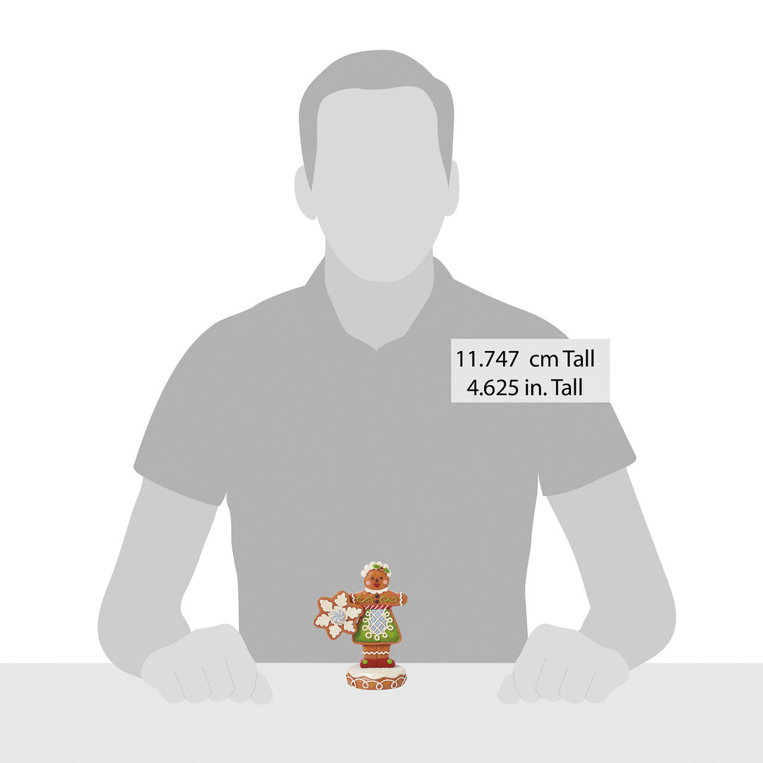 Jim Shore Heartwood Creek: Gingerbread Christmas Girl With Snowflake Figurine sparkle-castle