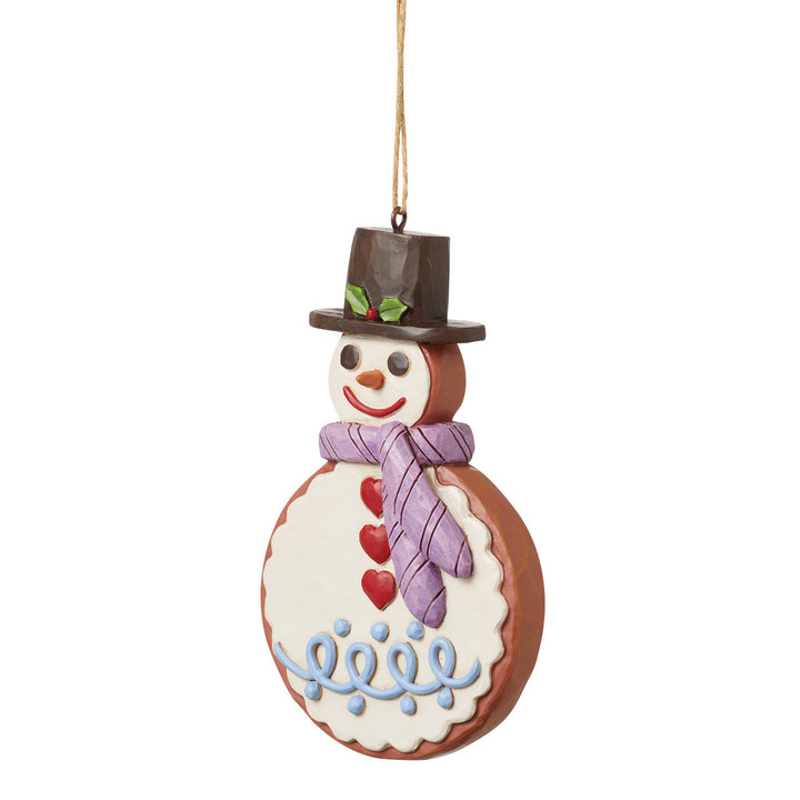 Jim Shore Heartwood Creek: Gingerbread Christmas Snowman Cookie Hanging Ornament sparkle-castle