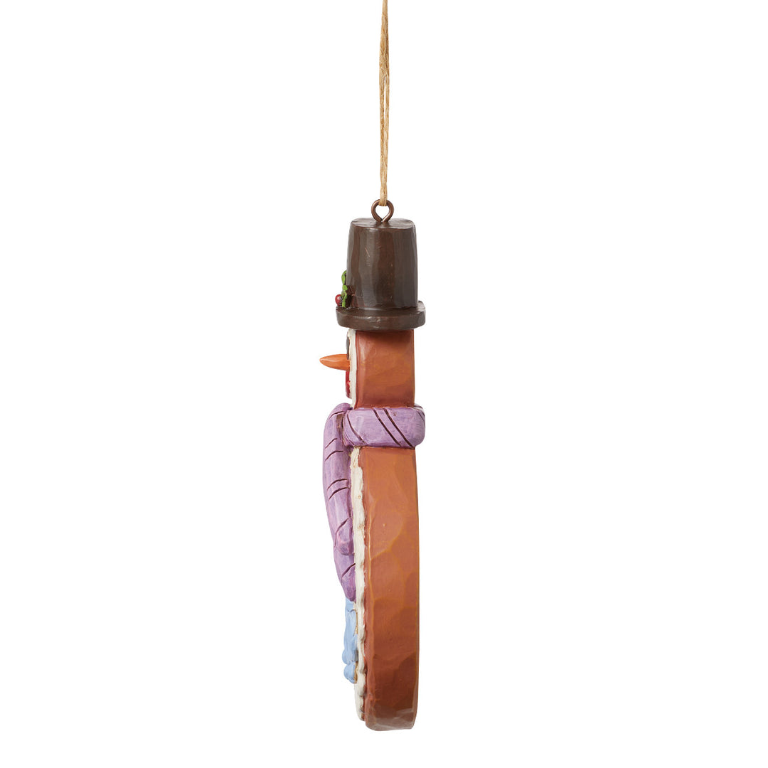 Jim Shore Heartwood Creek: Gingerbread Christmas Snowman Cookie Hanging Ornament sparkle-castle