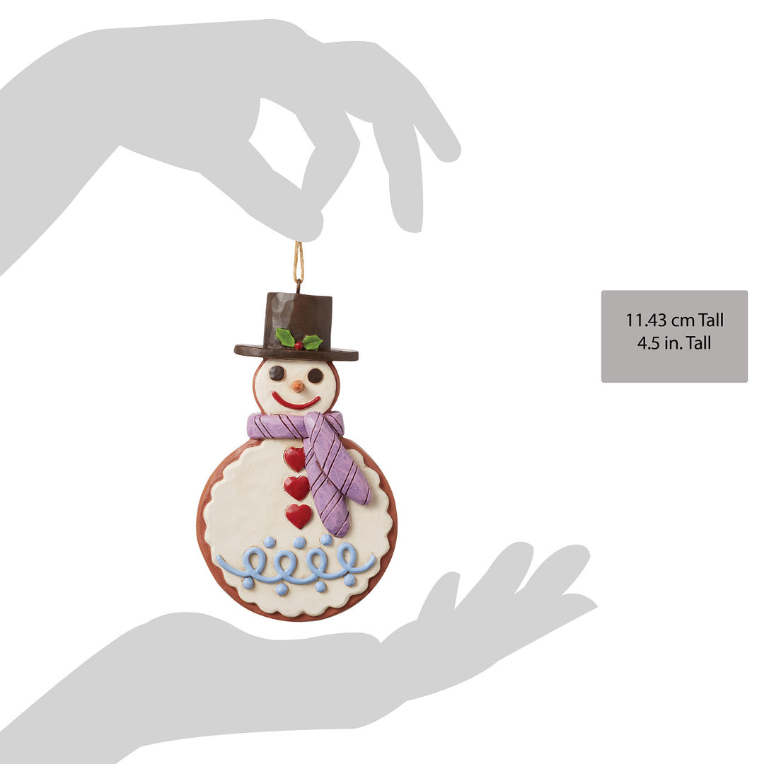 Jim Shore Heartwood Creek: Gingerbread Christmas Snowman Cookie Hanging Ornament sparkle-castle