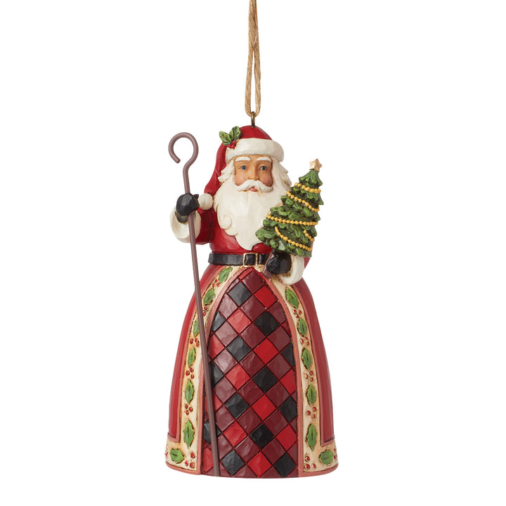 Jim Shore Heartwood Creek: Highland Glen Plaid Santa Hanging Ornament sparkle-castle