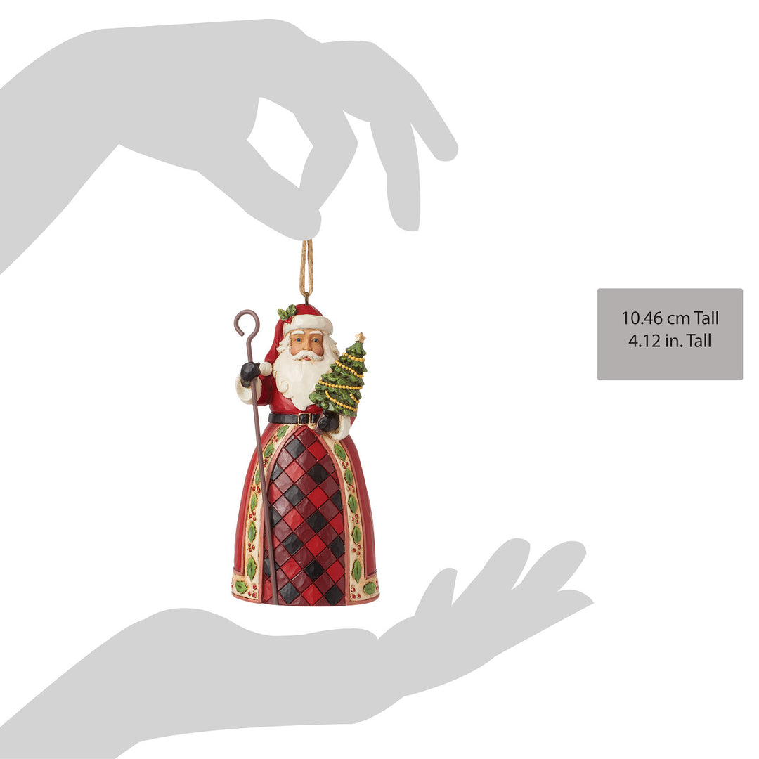 Jim Shore Heartwood Creek: Highland Glen Plaid Santa Hanging Ornament sparkle-castle