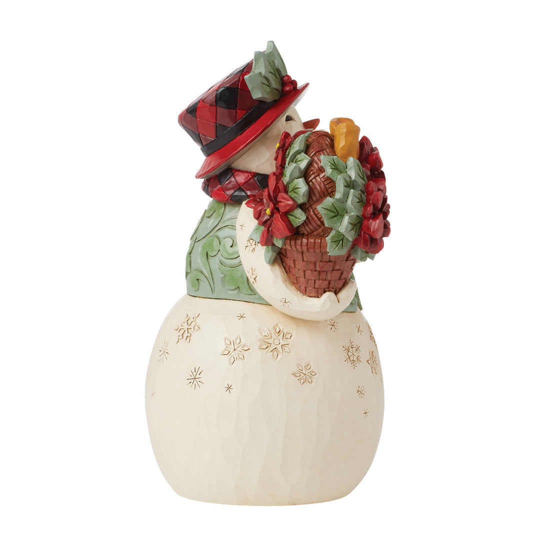 Jim Shore Heartwood Creek: Highland Glen Snowman With Poinsettia Basket Figurine - SIGNED sparkle-castle