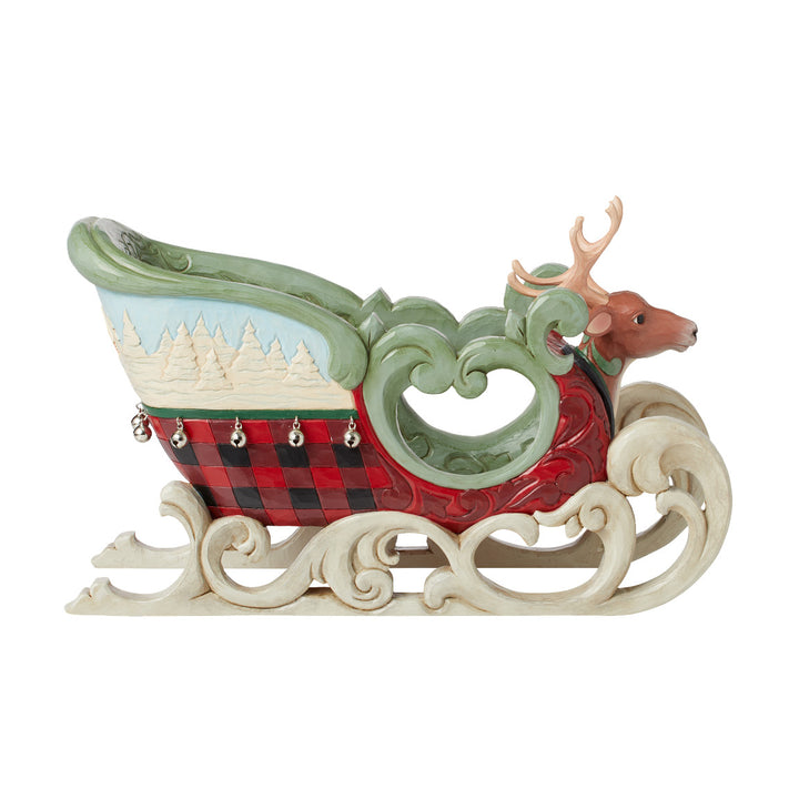 Jim Shore Heartwood Creek: Highland Glen Large Sleigh Figurine - SIGNED sparkle-castle